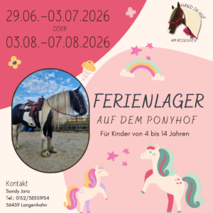 Ferienlager auf dem Ponyhof am Rosenhof in Langenhahn im Westerwald 2026